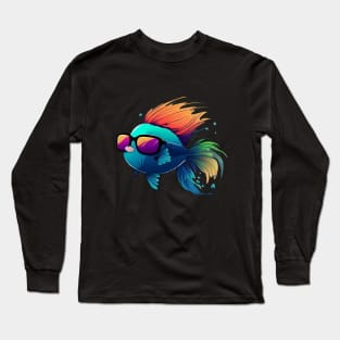 COOL BETTA FISH WITH SUNGLASSES Long Sleeve T-Shirt